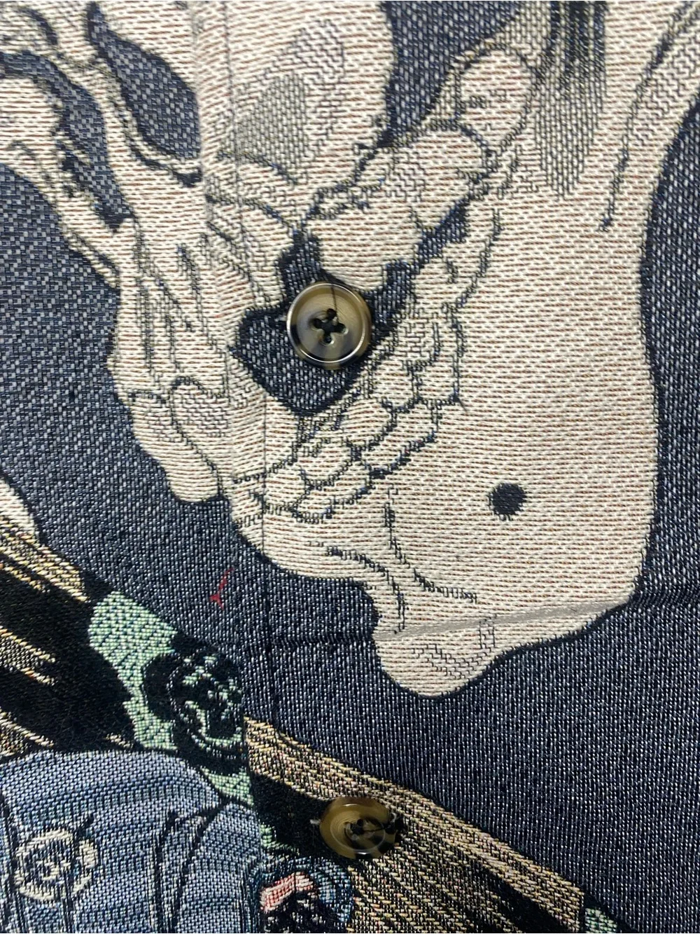 rebels Teal and Gray Skeleton Asian inspired Graphic Zip Jacket
